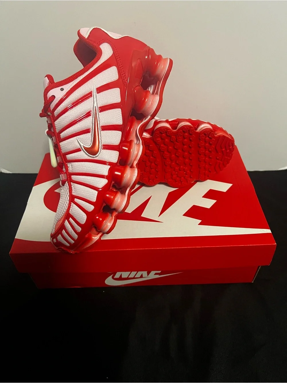 Nike Kids Red and White Shox Mesh Sneakers
